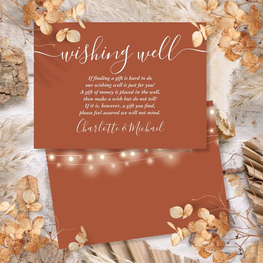 Carte D'accompagnement Éclairage à cordes de bien Terracotta Mariage