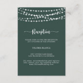 Carte D'accompagnement Éclairage à cordes Réception de mariage vert (Devant)