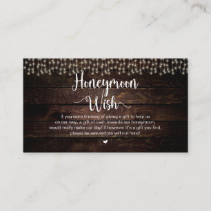 Carte D'accompagnement Eclairage Rustique, Bois, désir lune de miel