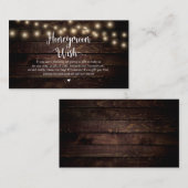 Carte D'accompagnement Eclairage Rustique, Bois, désir lune de miel (Devant / Derrière)