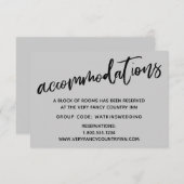 Carte D'accompagnement Écriture décontractée Gris Mariage Hébergements (Devant / Derrière)