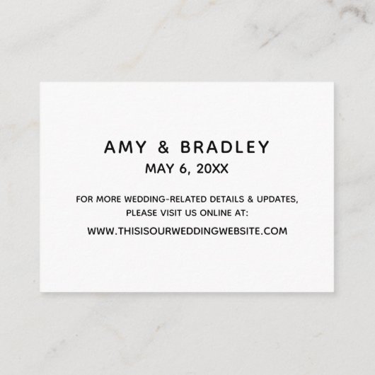 Carte D'accompagnement Écriture décontractée, Hébergements Mariages simpl (Dos)