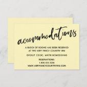 Carte D'accompagnement Écriture décontractée Mariage Jaune Hébergements (Devant / Derrière)