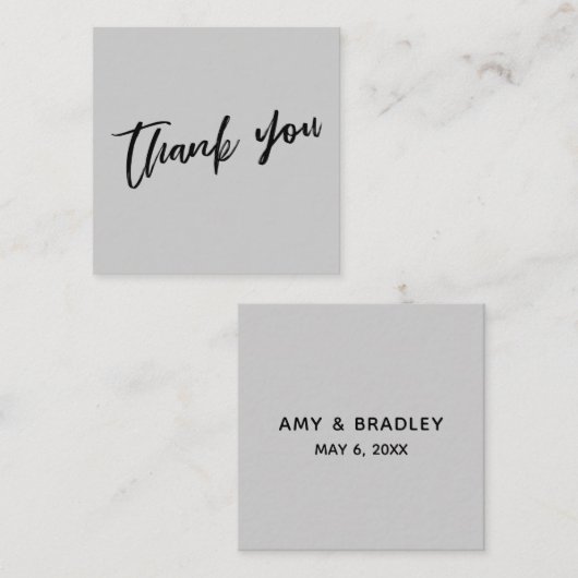 Carte D'accompagnement Écriture décontractée Mariage Merci gris clair (Devant / Derrière)