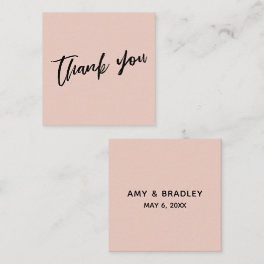 Carte D'accompagnement Écriture décontractée Mariage Merci rose (Devant / Derrière)