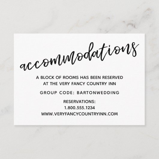 Carte D'accompagnement Écriture Décontractée moderne Hébergements Mariage (Devant)