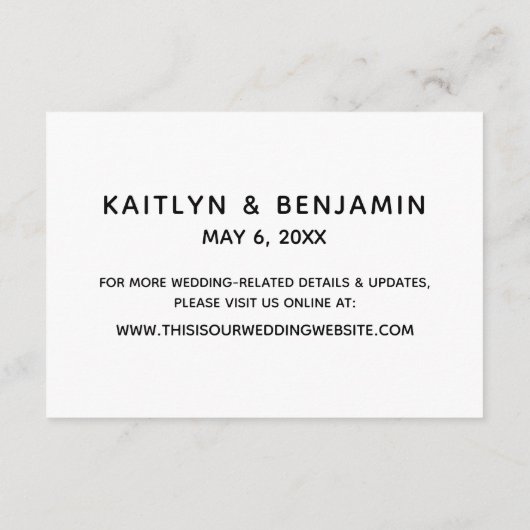 Carte D'accompagnement Écriture Décontractée moderne Hébergements Mariage (Dos)