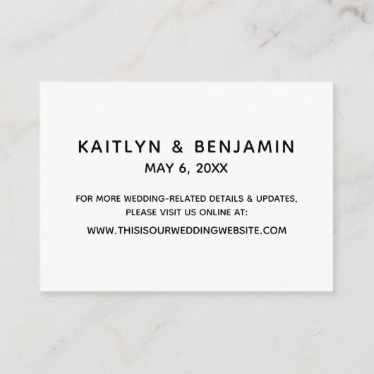 Carte D'accompagnement Écriture Décontractée moderne Hébergements Mariage (Dos)