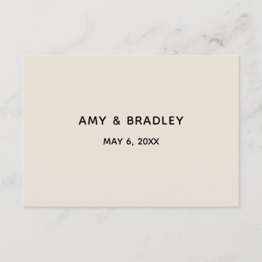 Carte D'accompagnement Écriture décontractée Réception de mariage crème (Dos)