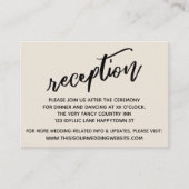 Carte D'accompagnement Écriture décontractée Réception de mariage crème (Devant)