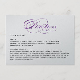 Carte D'accompagnement Écriture Élégante Directions de Mariage - Violet