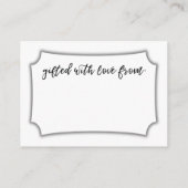 Carte D'accompagnement Écriture manuscrite Afficher cadeau douche (Dos)