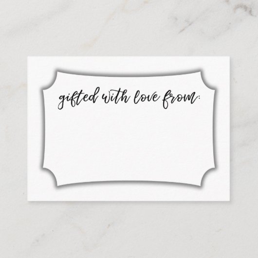 Carte D'accompagnement Écriture manuscrite Afficher cadeau douche (Dos)