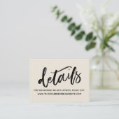 Carte D'accompagnement Écriture manuscrite décontractée Détails Mariage s (Debout devant)