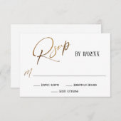 Carte D'accompagnement Écriture manuscrite en or Faux Elegant RSVP (Devant / Derrière)