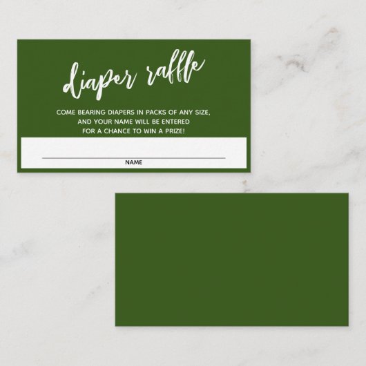 Carte D'accompagnement Écriture manuscrite Livre vert Repas (Devant / Derrière)