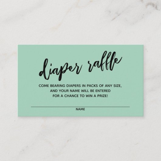 Carte D'accompagnement Écriture manuscrite Raffle Billet Vert clair (Devant)