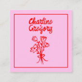 Carte D'accompagnement Écriture manuscrite rose et rouge Détails du Maria (Dos)