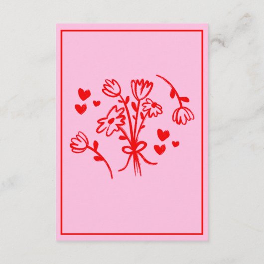 Carte D'accompagnement Écriture manuscrite rose et rouge rétro Détail du  (Dos)