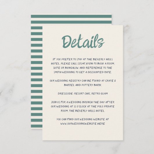 Carte D'accompagnement Écriture manuscrite Script Quirky Green Blue Retro (Devant / Derrière)