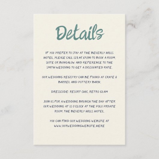 Carte D'accompagnement Écriture manuscrite Script Quirky Green Blue Retro (Devant)