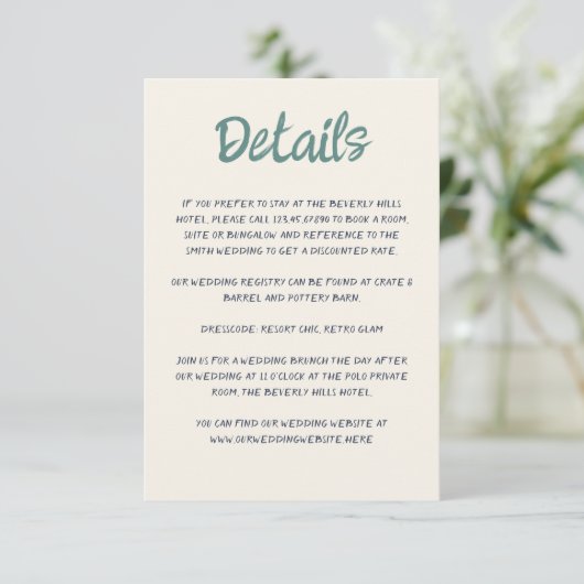 Carte D'accompagnement Écriture manuscrite Script Quirky Green Blue Retro (Debout devant)