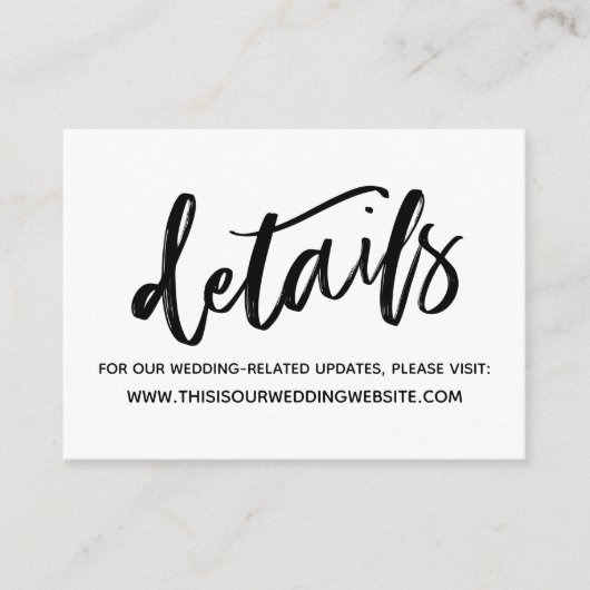 Carte D'accompagnement Écriture Manuscrite Simple Détails de Mariage Déco (Devant)