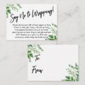 Carte D'accompagnement Écriture manuscrite verte Dites non à l'enveloppem (Devant / Derrière)