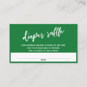 Carte D'accompagnement Écriture moderne Deep Green Diaper Raffle Ticket (Devant)