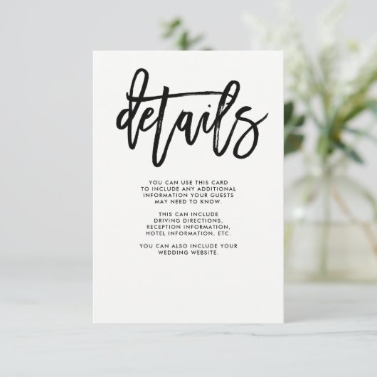 Carte D'accompagnement Écriture Moderne | Détails des invités de mariage (Debout devant)