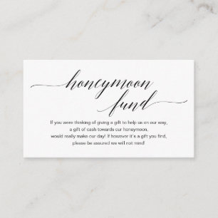 Carte D'accompagnement Écriture noire moderne, Mariage Honeymoon Fund Sou