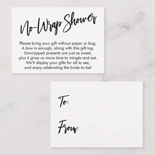 Carte D'accompagnement Écriture Simple Douche Sans Enveloppement (Devant / Derrière)