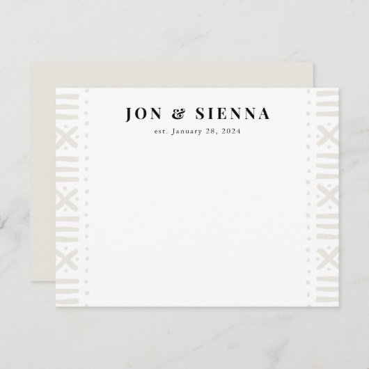 Carte D'accompagnement Ecru Boho Boudcloth Bordure Couple's papeterie (Devant / Derrière)