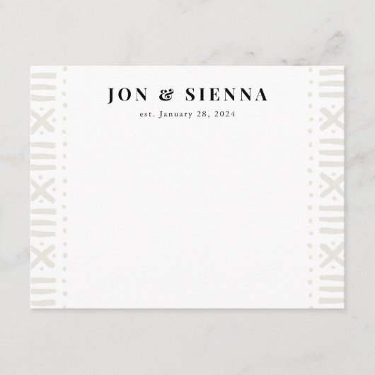 Carte D'accompagnement Ecru Boho Boudcloth Bordure Couple's papeterie (Devant)