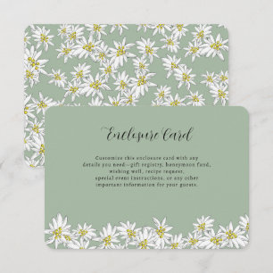 Carte D'accompagnement Edelweiss Fleur Sauvage Sauge Verte Baby Shower de