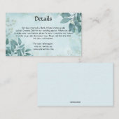 Carte D'accompagnement Editable Blue Pastel Feuilles Détails du Mariage (Devant / Derrière)