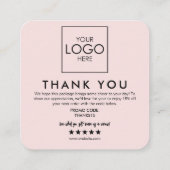 Carte D'accompagnement Editable Logo Pink Thank You Package (Dos)
