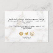 Carte D'accompagnement Effet de marbre blanc et or, client merci (Dos)