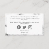 Carte D'accompagnement Effet de marbre gris et blanc, client merci (Dos)