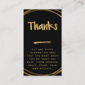 Carte D'accompagnement Effet or, noir merci liens sociaux (Devant)