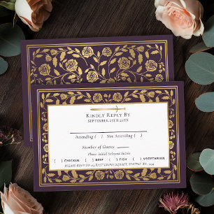 Carte D'accompagnement Eggplant Médiéval Mariage d'épée RSVP