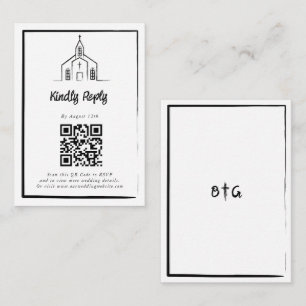 Carte D'accompagnement Église dessinée à la main Mariage traditionnel fan
