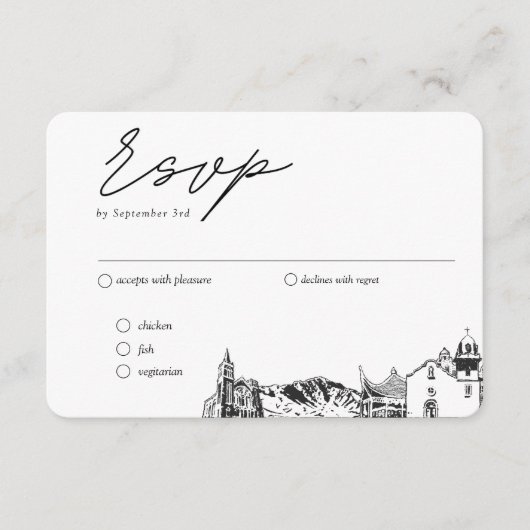 Carte D'accompagnement El Paso Mariage traditionnel RSVP Repas Option (Devant)