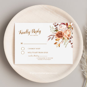 Carte D'accompagnement Elégance Automne Terracotta Dahlia Aquarelle RSVP