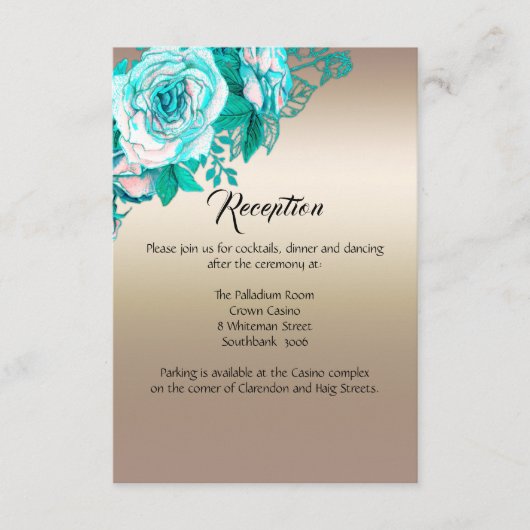 Carte D'accompagnement Élégance Botanique Roses Salle de Réception de Mar (Devant)