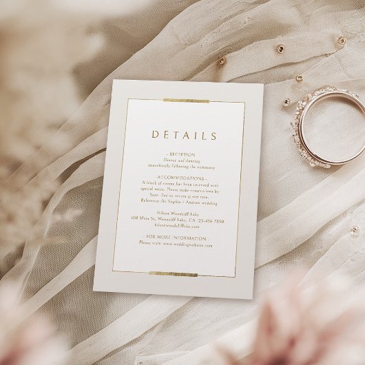 Carte D'accompagnement Élégance Cadre Détails de mariage modernes et simp