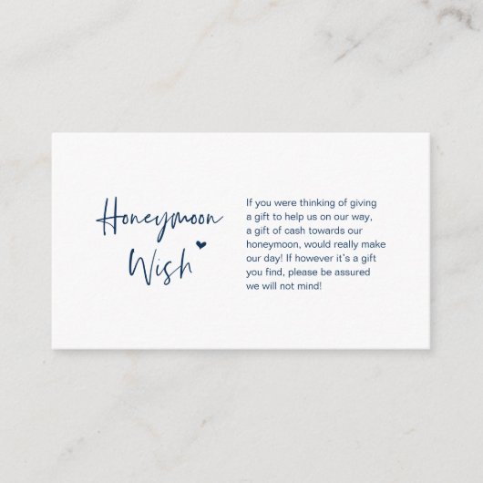 Carte D'accompagnement Elégance décontractée minimale, Bleu de marine, Ch (Devant)