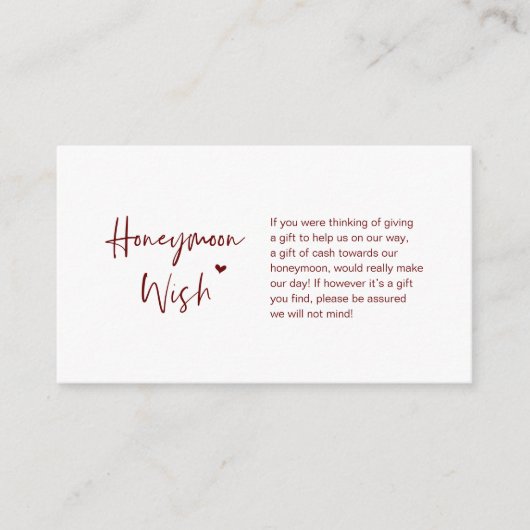 Carte D'accompagnement Elégance décontractée minimale, Bourgogne, Chance (Devant)