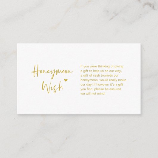 Carte D'accompagnement Elégance décontractée minimale, Or, Lune de miel (Devant)