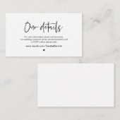 Carte D'accompagnement Elégance décontractée, Police noire, Nos Détails M (Devant / Derrière)